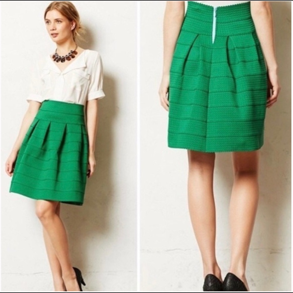 Anthropologie green structured skirt